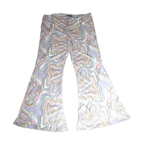 nwt NASTY GAL Marble-Print High-Waisted Pull-On Flare Pants - Plus Size 18 - Picture 12 of 13